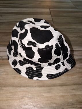 Kids Cow Print Black & White Bucket Hat